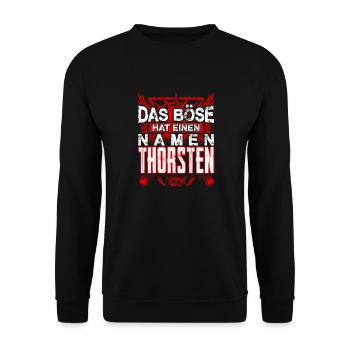 THORSTEN - Name - Unisex Pullover - Schwarz - Vorne - Alina (178cm) & Michal (187cm)