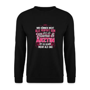 ÄRZTIN - Mama - Unisex Pullover - Schwarz - Vorne - Alina (178cm) & Michal (187cm)