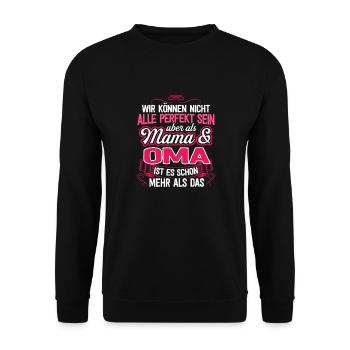 OMA - mama - Unisex Pullover - Schwarz - Vorne - Alina (178cm) & Michal (187cm)
