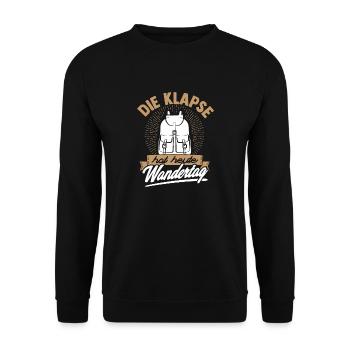 Witziges Funshirt - Die Klapse hat heute Wandertag - Unisex Pullover - Schwarz - Vorne - Alina (178cm) & Michal (187cm)