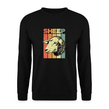 Schaf Sheep Vintage - Unisex Pullover - Schwarz - Vorne - Alina (178cm) & Michal (187cm)