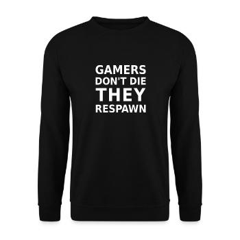 Gamers Don't Die They Respawn - Unisex Pullover - Schwarz - Vorne - Alina (178cm) & Michal (187cm)