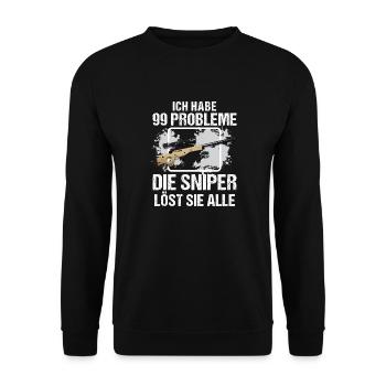 Sniper - sniper löst alle - Unisex Pullover - Schwarz - Vorne - Alina (178cm) & Michal (187cm)