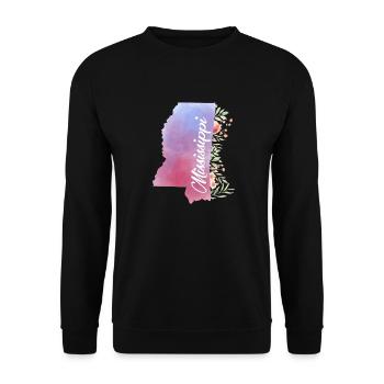 Karte von Mississippi mit Blumen - Unisex Pullover - Schwarz - Vorne - Alina (178cm) & Michal (187cm)