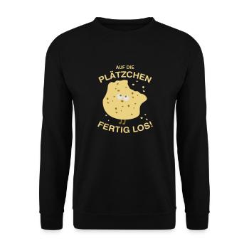 Auf die Plätzchen! - Unisex Pullover - Schwarz - Vorne - Alina (178cm) & Michal (187cm)