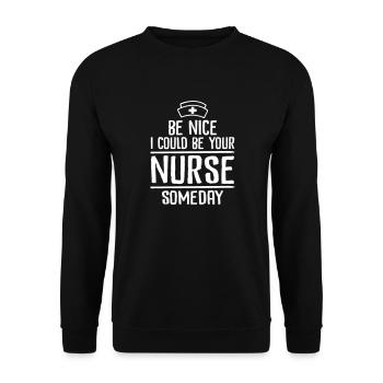 Nurse - Unisex Pullover - Schwarz - Vorne - Alina (178cm) & Michal (187cm)