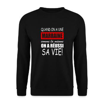 quand on a une marraine comme la mienne - Sweat-shirt Unisexe - noir - Devant - Alina (178cm) & Michal (187cm)