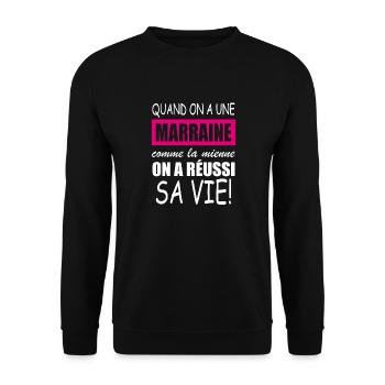 quand on a une marraine comme la mienne - Sweat-shirt Unisexe - noir - Devant - Alina (178cm) & Michal (187cm)