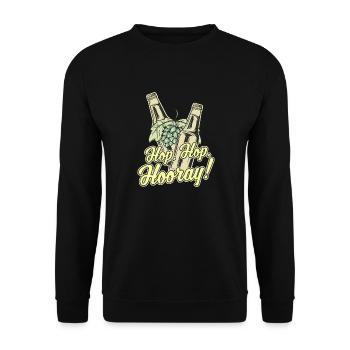 Craft Beer T-Shirt Hop, Hop, Hooray! - Unisex Pullover - Schwarz - Vorne - Alina (178cm) & Michal (187cm)