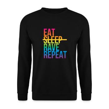 Rave - Eat sleep repeat3 - Unisex Pullover - Schwarz - Vorne - Alina (178cm) & Michal (187cm)