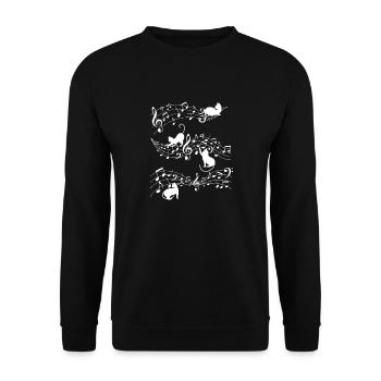 Music Note And Cat - Unisex Sweatshirt - black - Front - Alina (178cm) & Michal (187cm)