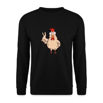 Funny Free Chicken- Poulet de la victoire - Sweat-shirt Unisexe - noir - Devant - Alina (178cm) & Michal (187cm)