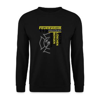 Feuerwehr 112 Retten Löschen Bergen Schützen - Unisex Pullover - Schwarz - Vorne - Alina (178cm) & Michal (187cm)