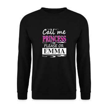 my name is Emma, my name is Emma, maiden name gift - Unisex Sweatshirt - black - Front - Alina (178cm) & Michal (187cm)