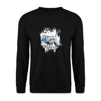 DS50 / swallow driver / Ostalgie / moped oldtimer - Unisex Sweatshirt - black - Front - Alina (178cm) & Michal (187cm)
