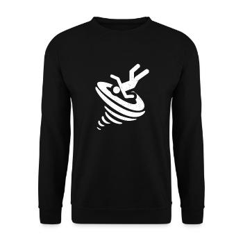 Lustige Tornado-Logo-Sturm-Jäger-Geschenk - Unisex Pullover - Schwarz - Vorne - Alina (178cm) & Michal (187cm)