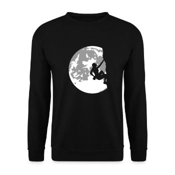 Vollmond und Klettern - Natur und Sport - Unisex Pullover - Schwarz - Vorne - Alina (178cm) & Michal (187cm)