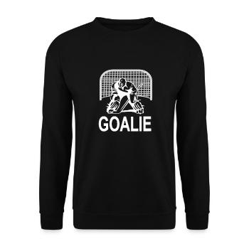 Eishockey spielen Eishockeytorwart Goalie Geschenk - Unisex Pullover - Schwarz - Vorne - Alina (178cm) & Michal (187cm)