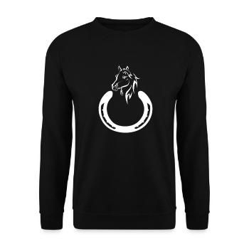 Pferdehuf Hufeisen Pferd reiten Reiter Geschenk - Unisex Pullover - Schwarz - Vorne - Alina (178cm) & Michal (187cm)