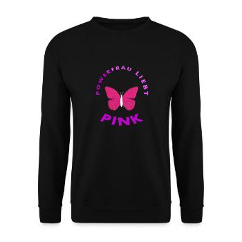 Pink color power woman loves pink saying gift - Unisex Sweatshirt - black - Front - Alina (178cm) & Michal (187cm)