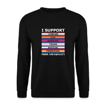 Rainbow Kleidung Regenbogen Mann Pride outfit - Unisex Pullover - Schwarz - Vorne - Alina (178cm) & Michal (187cm)