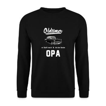 Opa outfit Enkel Spruch Bester der Welt Lustig - Unisex Pullover - Schwarz - Vorne - Alina (178cm) & Michal (187cm)