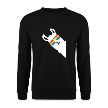 Regenbogen LGBT Lama Gay Pride Alpaka - Unisex Pullover - Schwarz - Vorne - Alina (178cm) & Michal (187cm)