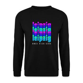 Leipzig 341 Drei Vier Eins Sachsen Heimatstadt Ost - Unisex Pullover - Schwarz - Vorne - Alina (178cm) & Michal (187cm)