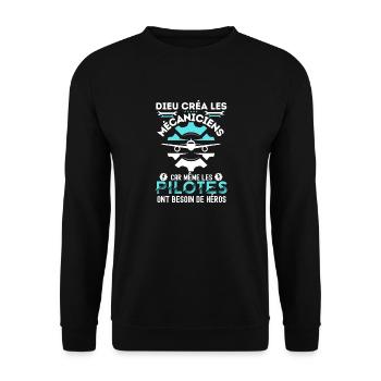 Humour mécanicien avion 2 - Sweat-shirt Unisexe - noir - Devant - Alina (178cm) & Michal (187cm)