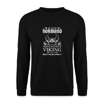 Normand ascendant viking 2 - Sweat-shirt Unisexe - noir - Devant - Alina (178cm) & Michal (187cm)
