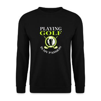 Golf spielen ist meine Leidenschaft Golfplatz gift - Unisex Pullover - Schwarz - Vorne - Alina (178cm) & Michal (187cm)