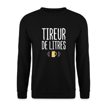Tireur de litres cadeau humour alcool bière homme - Sweat-shirt Unisexe - noir - Devant - Alina (178cm) & Michal (187cm)