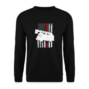 drapeau de pompier de camion américain Conception pour un camion américain - Sweat-shirt Unisexe - noir - Devant - Alina (178cm) & Michal (187cm)