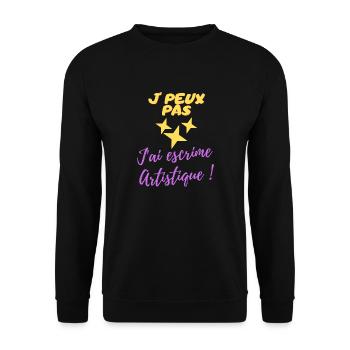 j peux pas j ai escrime artistique - Sweat-shirt Unisexe - noir - Devant - Alina (178cm) & Michal (187cm)