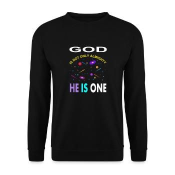 Allah is only God is almighty Muslim poison - Unisex Sweatshirt - black - Front - Alina (178cm) & Michal (187cm)