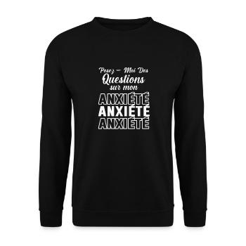 POSEZ MOI DES QUESTIONS SUR MON ANXIÉTÉ 2 - Sweat-shirt Unisexe - noir - Devant - Alina (178cm) & Michal (187cm)
