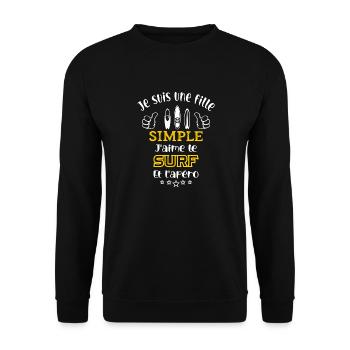 je suis une fille simple j'aime le surf et l'apéro - Sweat-shirt Unisexe - noir - Devant - Alina (178cm) & Michal (187cm)