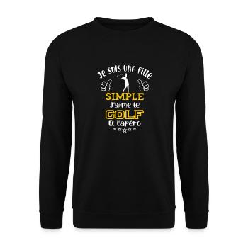 je suis une fille simple j'aime le golf et l'apéro - Sweat-shirt Unisexe - noir - Devant - Alina (178cm) & Michal (187cm)