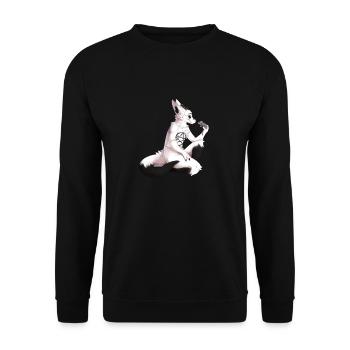 Akuma mit Maus - Unisex Pullover - Schwarz - Vorne - Alina (178cm) & Michal (187cm)