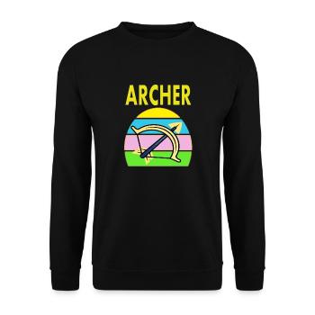 Bogenschießen Schießsport Armbrust Bogen Geschenk - Unisex Pullover - Schwarz - Vorne - Alina (178cm) & Michal (187cm)