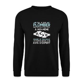 Humour plombier 5 - Sweat-shirt Unisexe - noir - Devant - Alina (178cm) & Michal (187cm)
