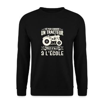 né pour conduire un tracteur 2 - Sweat-shirt Unisexe - noir - Devant - Alina (178cm) & Michal (187cm)