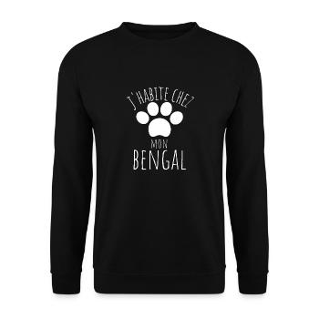 j'habite chez mon bengal 1 - Sweat-shirt Unisexe - noir - Devant - Alina (178cm) & Michal (187cm)