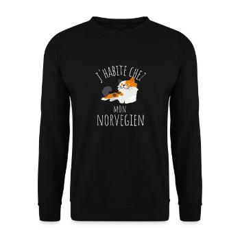 j habite chez mon chat norvegien - Sweat-shirt Unisexe - noir - Devant - Alina (178cm) & Michal (187cm)