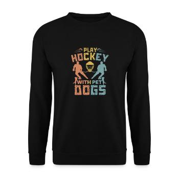 Play Hockey With Pet Dogs - Unisex Sweatshirt - black - Front - Alina (178cm) & Michal (187cm)