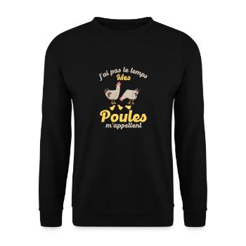 Poules poulailler poussins - Sweat-shirt Unisexe - noir - Devant - Alina (178cm) & Michal (187cm)