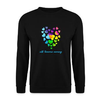 Herzen bunte Herzen Herzen Haufen - Unisex Pullover - Schwarz - Vorne - Alina (178cm) & Michal (187cm)