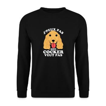 JE PEUX PAS MON COCKER VEUT PAS 4 - Sweat-shirt Unisexe - noir - Devant - Alina (178cm) & Michal (187cm)