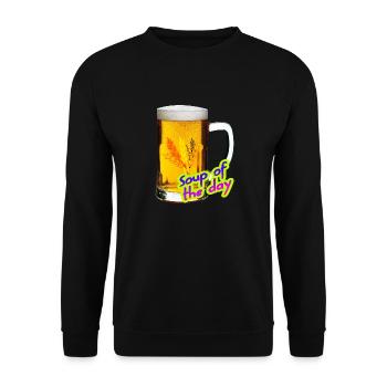 Bier. Suppe des Tages. - Unisex Pullover - Schwarz - Vorne - Alina (178cm) & Michal (187cm)