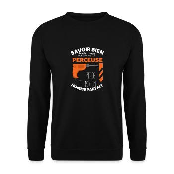 Perceuse menuisier - Sweat-shirt Unisexe - noir - Devant - Alina (178cm) & Michal (187cm)